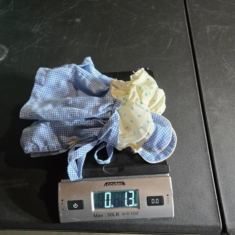 Vintage Cabbage Patch Kids Doll Dress Blue Gingham Floral Eyelet Coleco 80s CPK